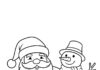 Santa and Snowman Coloring Page