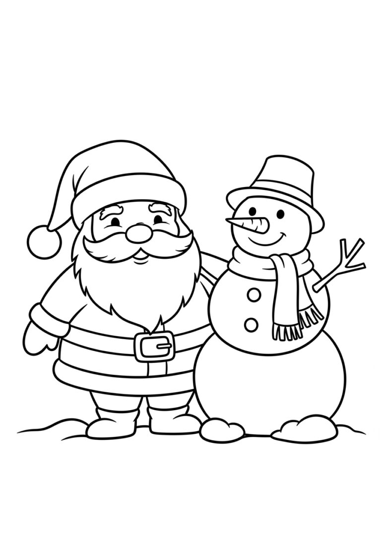 Santa and Snowman Coloring Page Santa and Snowman Coloring Page