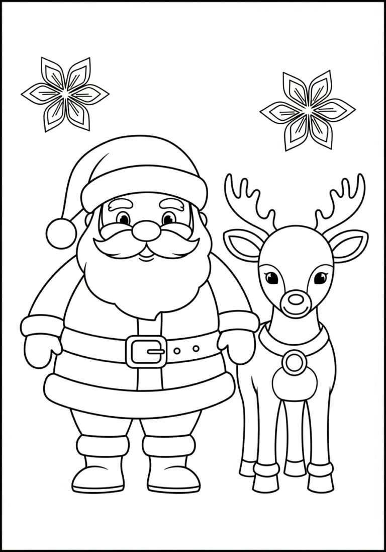 Santa Claus and Rudolph Coloring Page Santa Claus and Rudolph Coloring Page