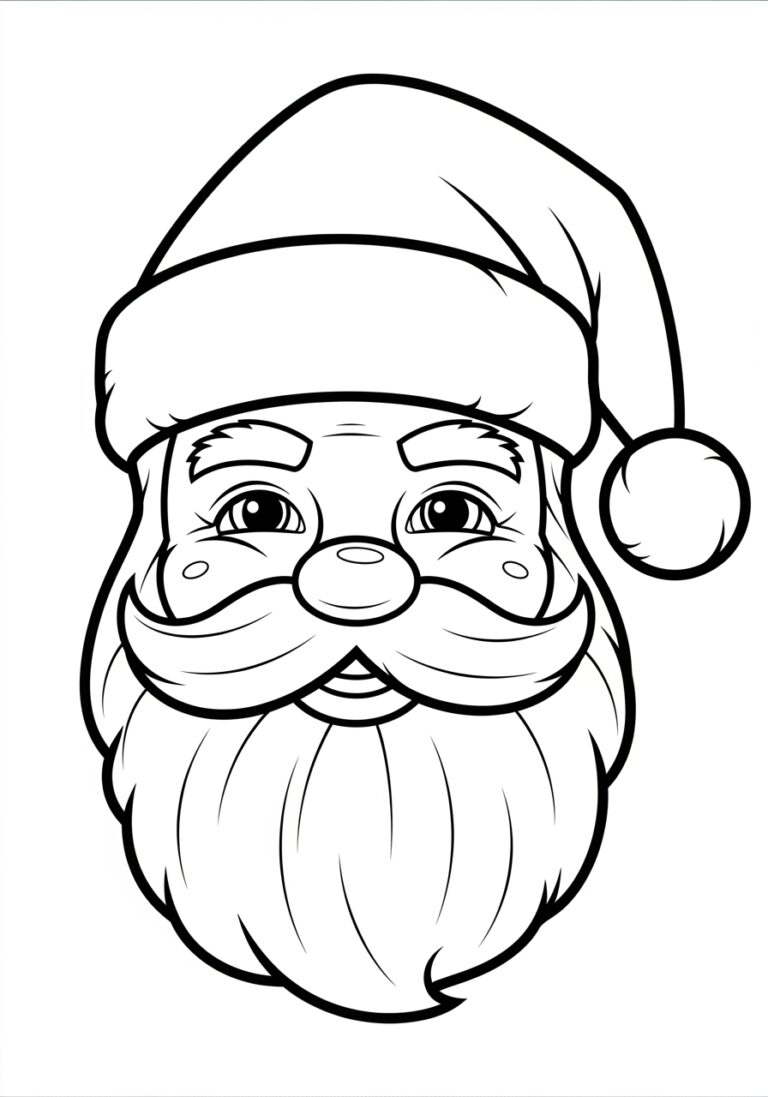 Santa Face Coloring Page Santa Face Coloring Page