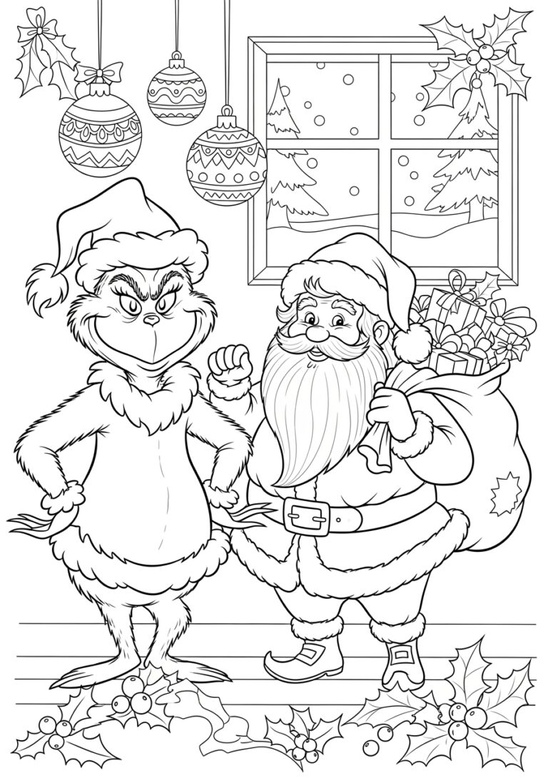 Santa Grinch Coloring Page Santa Grinch Coloring Page
