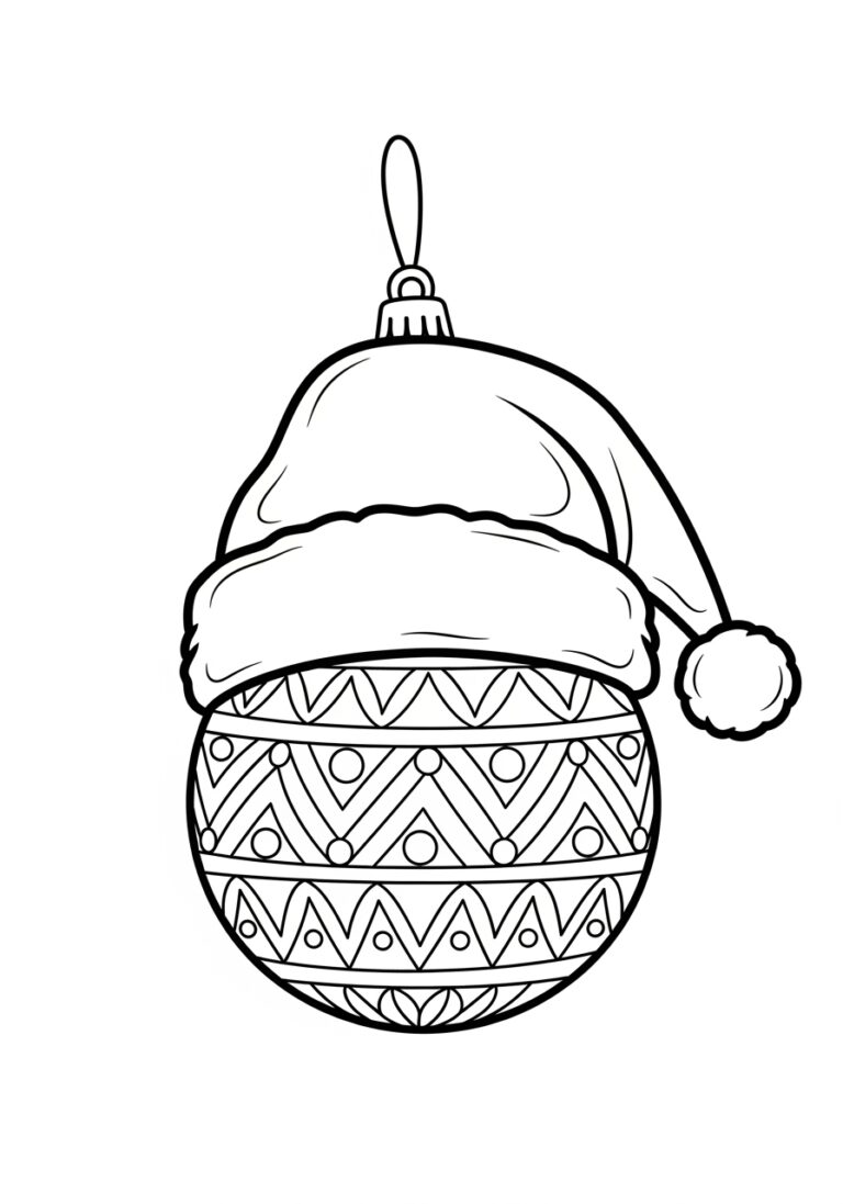 Santa Hat Ornament Coloring Page Santa Hat Ornament Coloring Page