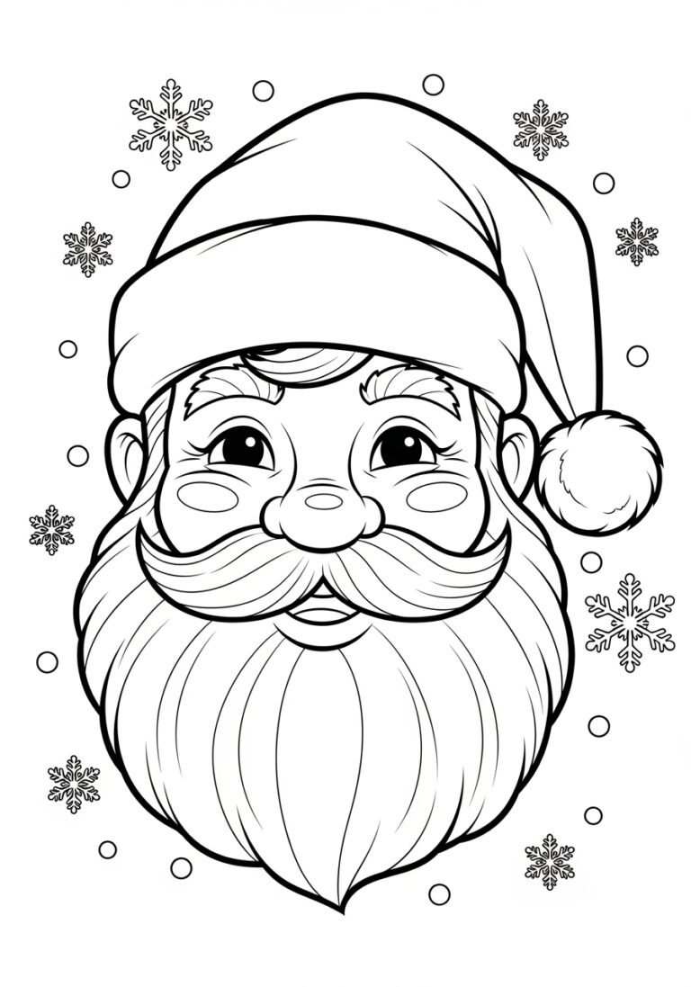 Santa Head Coloring Page Santa Head Coloring Page