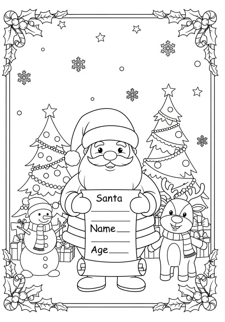 Santa List Coloring Page Santa List Coloring Page
