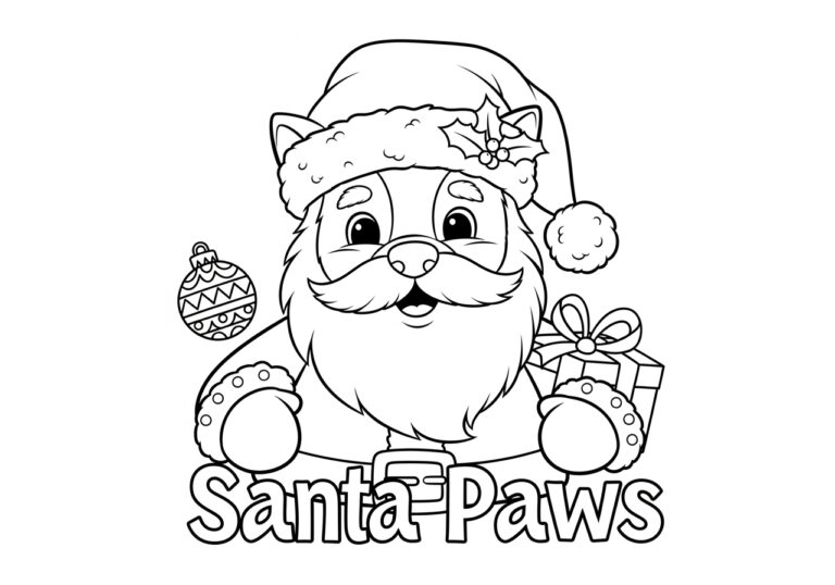 Santa Paws Coloring Page Santa Paws Coloring Page