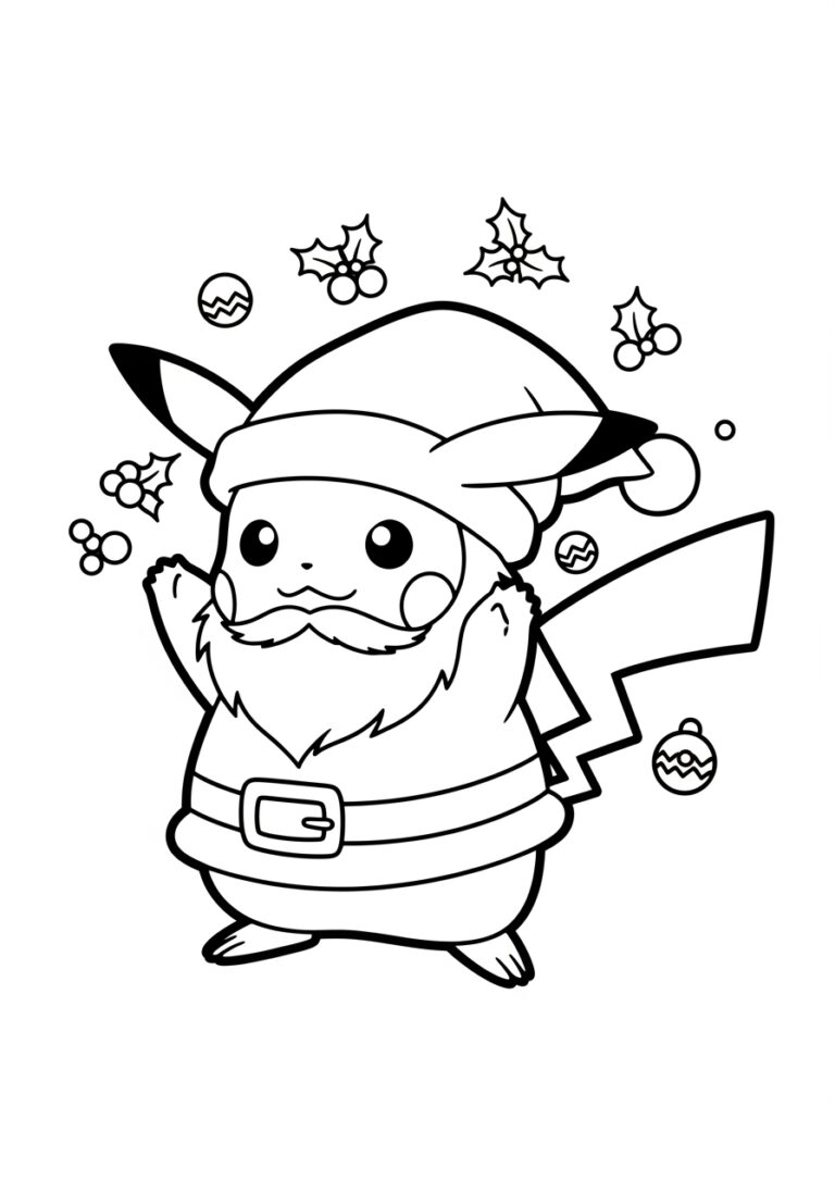 Santa Pikachu Coloring Page Santa Pikachu Coloring Page