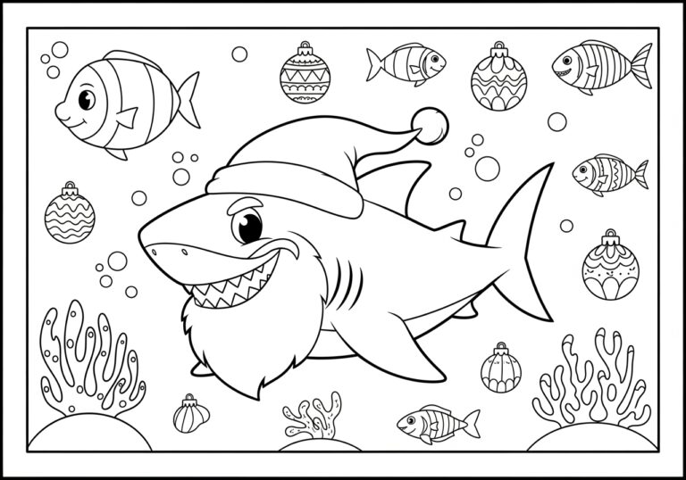 Santa Shark Coloring Page Santa Shark Coloring Page