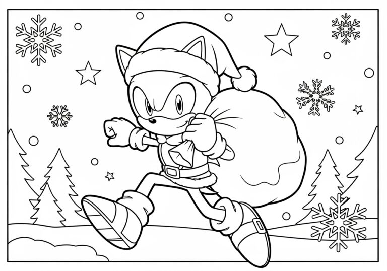 Santa Sonic Coloring Page Santa Sonic Coloring Page