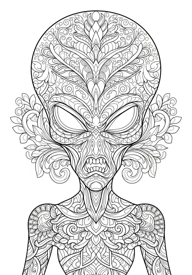 Scary Alien Coloring Page to Print Out and Color Scary Alien Coloring Page to Print Out and Color