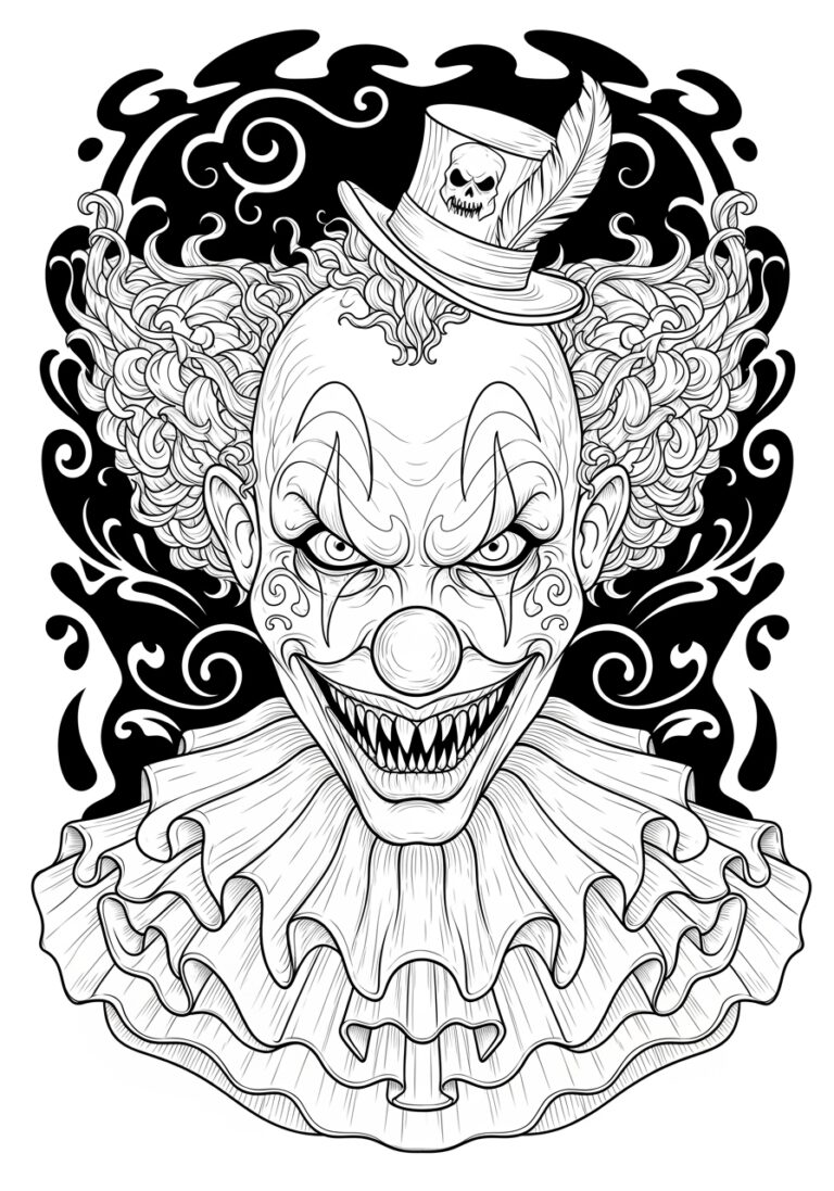 Scary Clown Coloring Page to Print Out Scary Clown Coloring Page to Print Out