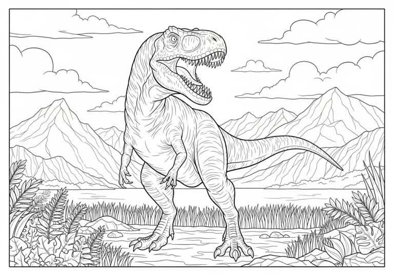 Scary Dinosaur Coloring Page to Print Out and Color Scary Dinosaur Coloring Page to Print Out and Color