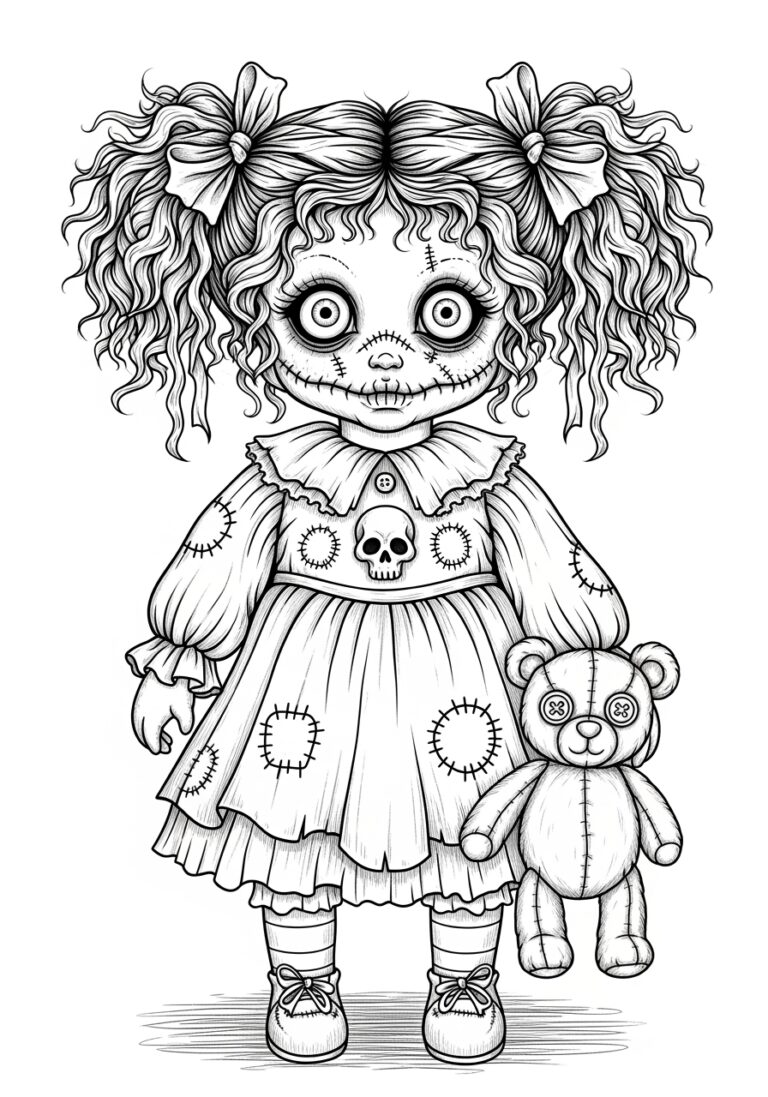Scary Doll Coloring Page Scary Doll Coloring Page