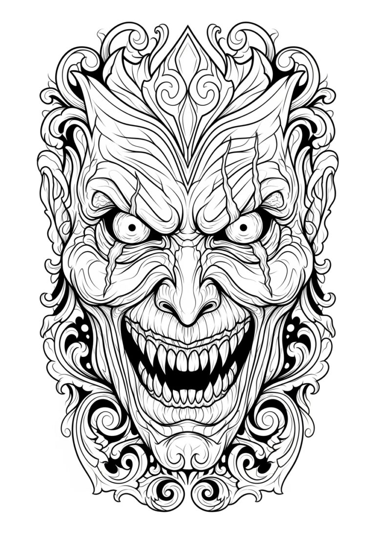 Scary Face Coloring Page Scary Face Coloring Page