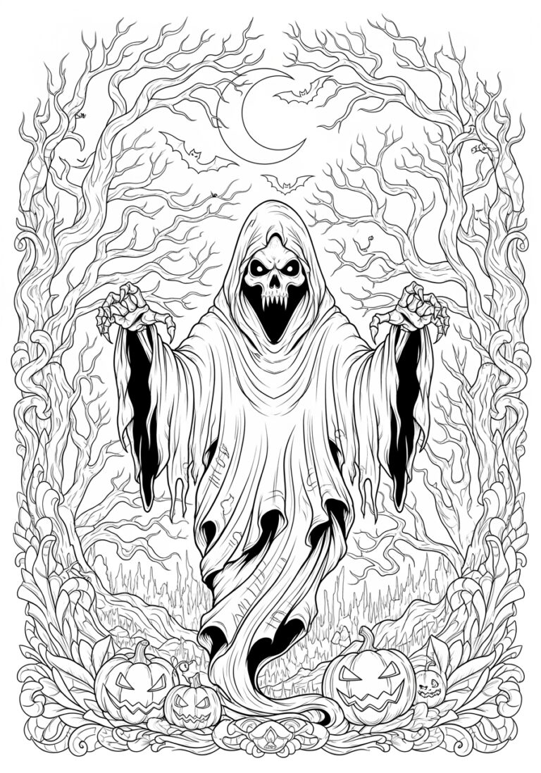 Scary Ghost Coloring Page for Teens Scary Ghost Coloring Page for Teens