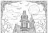 Scary House Coloring Page to Print Out and Color