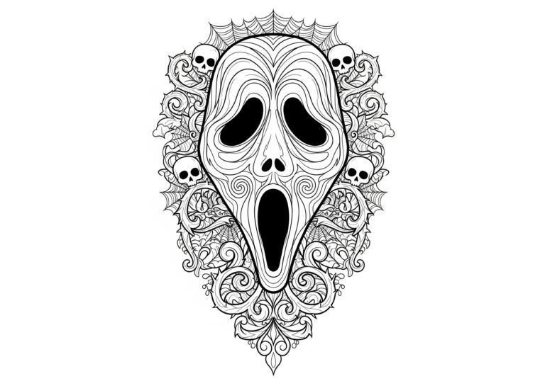 Scary Mask Coloring Page to Print Out and Color Scary Mask Coloring Page to Print Out and Color