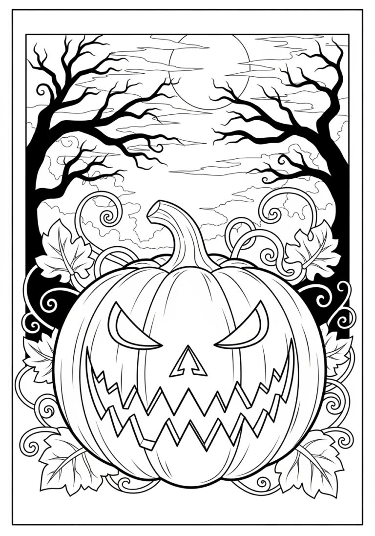 Scary Pumpkin Coloring Page to Print Out and Color Scary Pumpkin Coloring Page to Print Out and Color