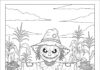 Scary Scarecrow Coloring Page to Print Out and Color