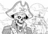 Scary Skeleton Coloring Page to Print Out and Color
