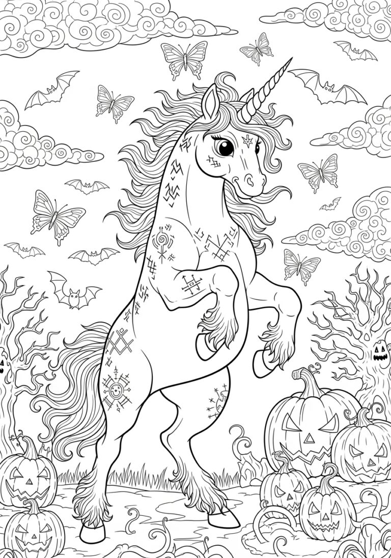 Scary Unicorn Coloring Page to Print Out and Color Scary Unicorn Coloring Page to Print Out and Color