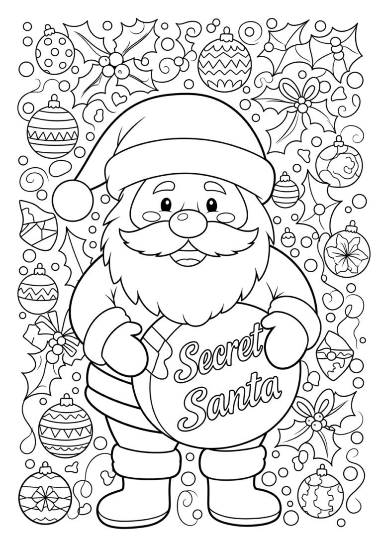 Secret Santa Coloring Page Secret Santa Coloring Page