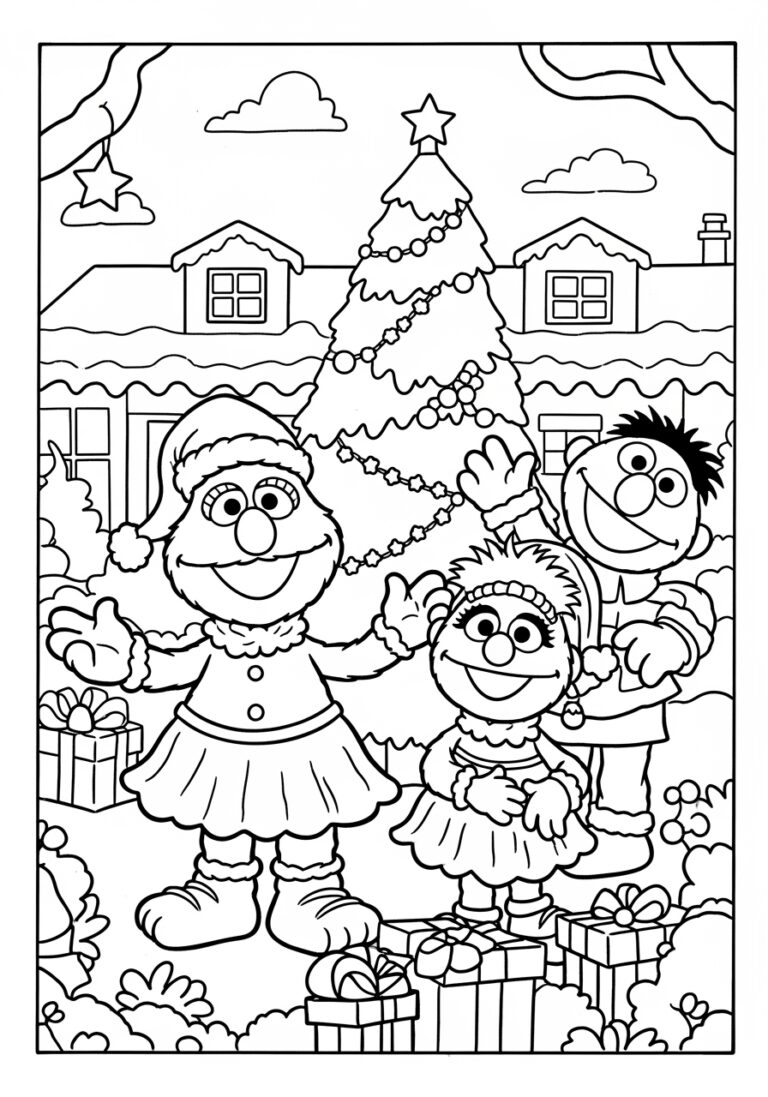 Sesame Street Christmas Coloring Page Sesame Street Christmas Coloring Page