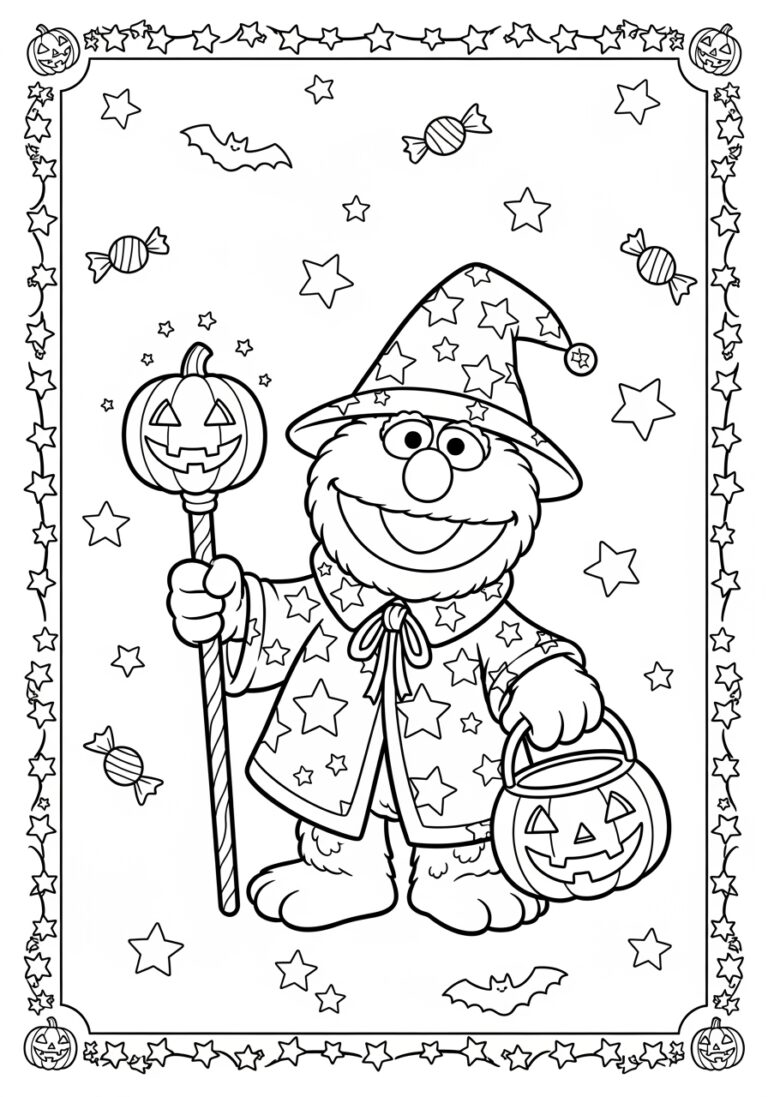 Sesame Street Halloween Coloring Page to Print Out and Color Sesame Street Halloween Coloring Page to Print Out and Color