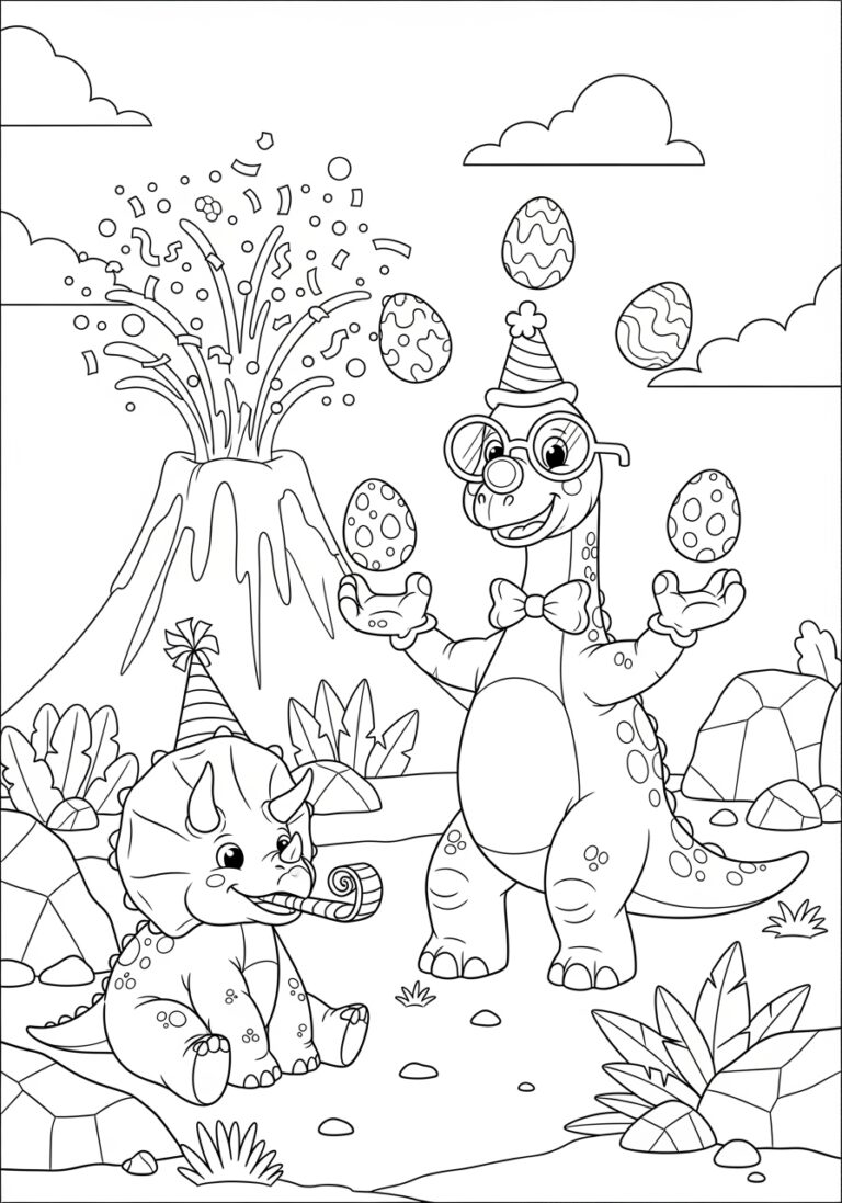 Silly Dinosaur Coloring Page to Print and Color Silly Dinosaur Coloring Page to Print and Color