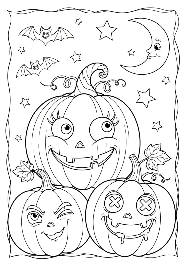 Silly Pumpkin Coloring Page to Print Out and Color
