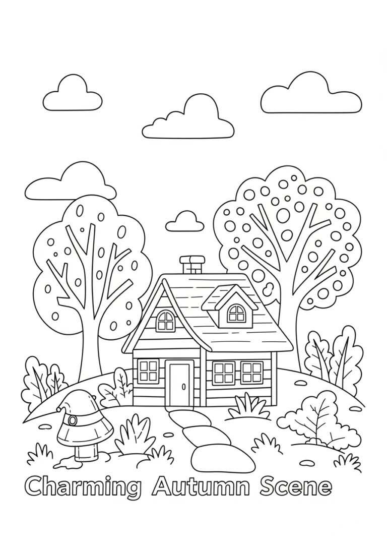 Simple Autumn Coloring Page to Print Out and Color Simple Autumn Coloring Page to Print Out and Color