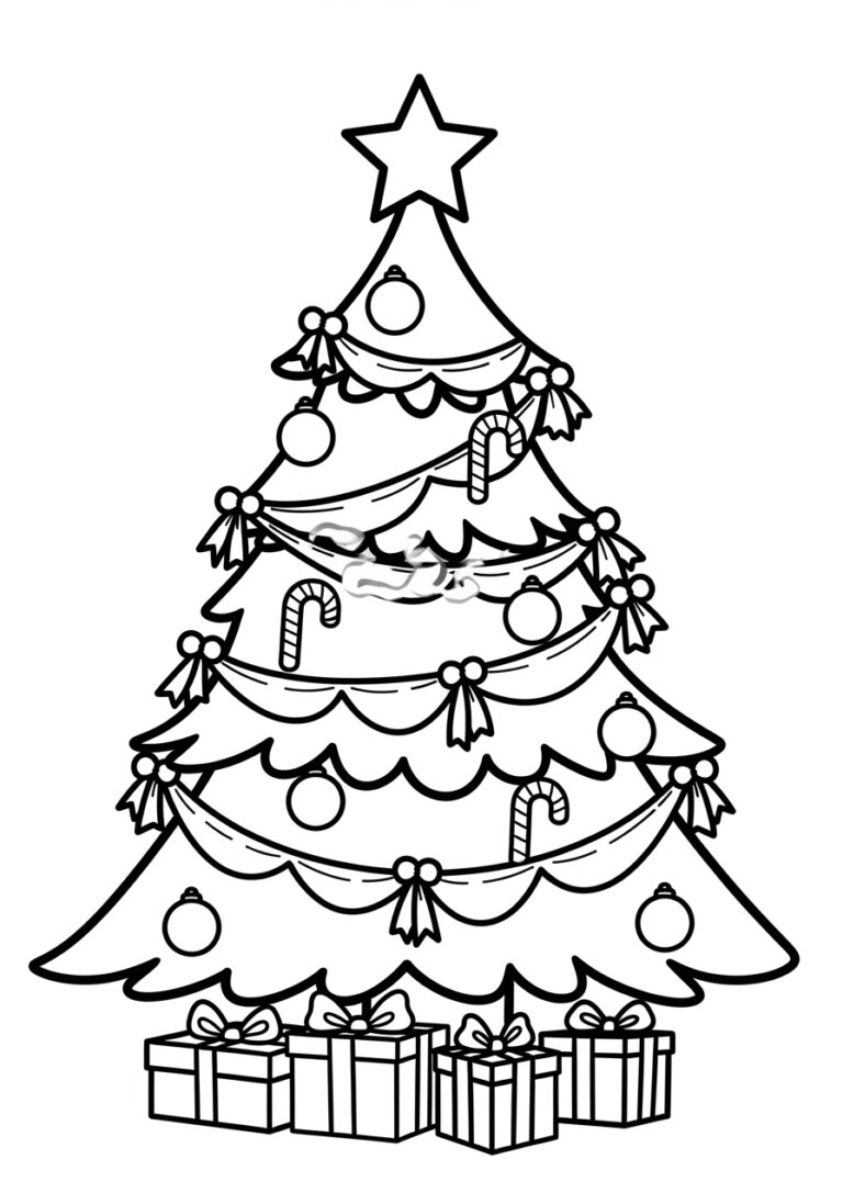 Simple Christmas Tree Coloring Page Simple Christmas Tree Coloring Page