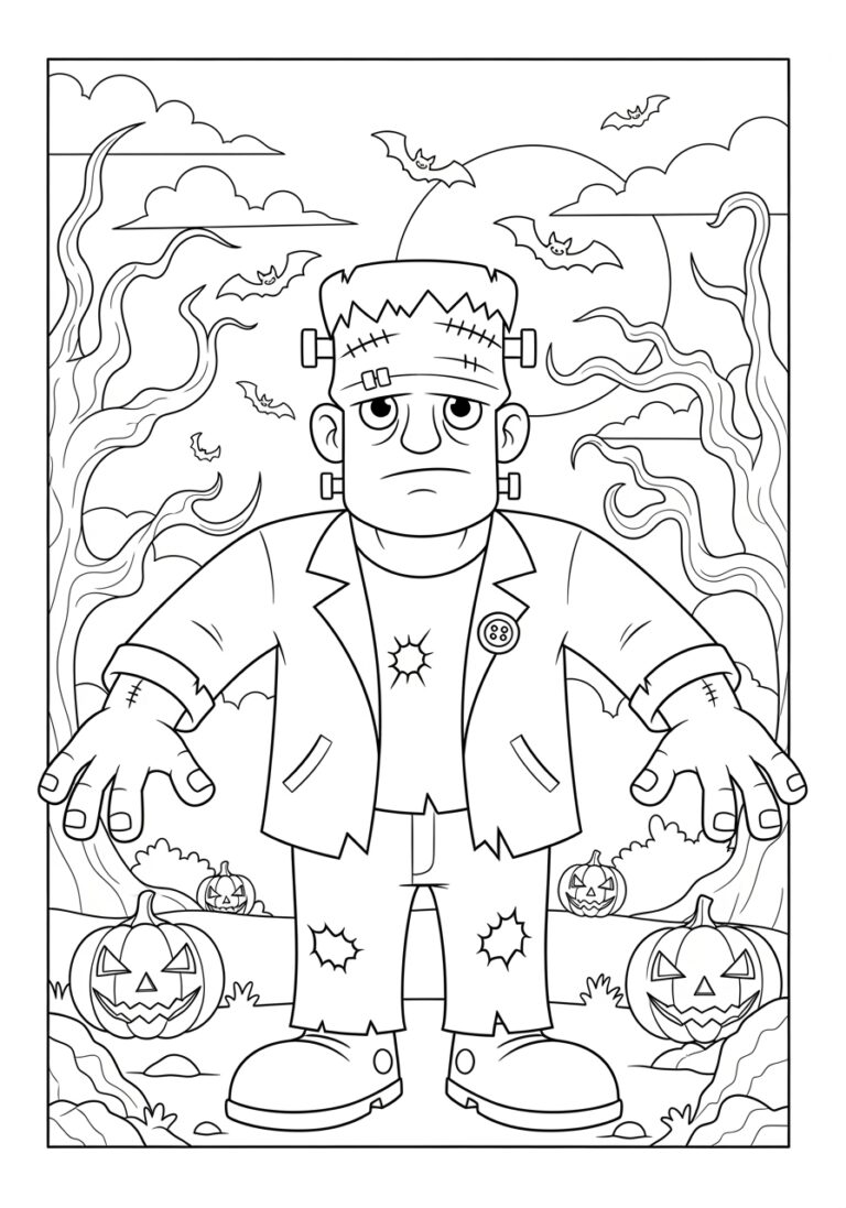 Simple Frankenstein Outline Coloring Page Simple Frankenstein Outline Coloring Page