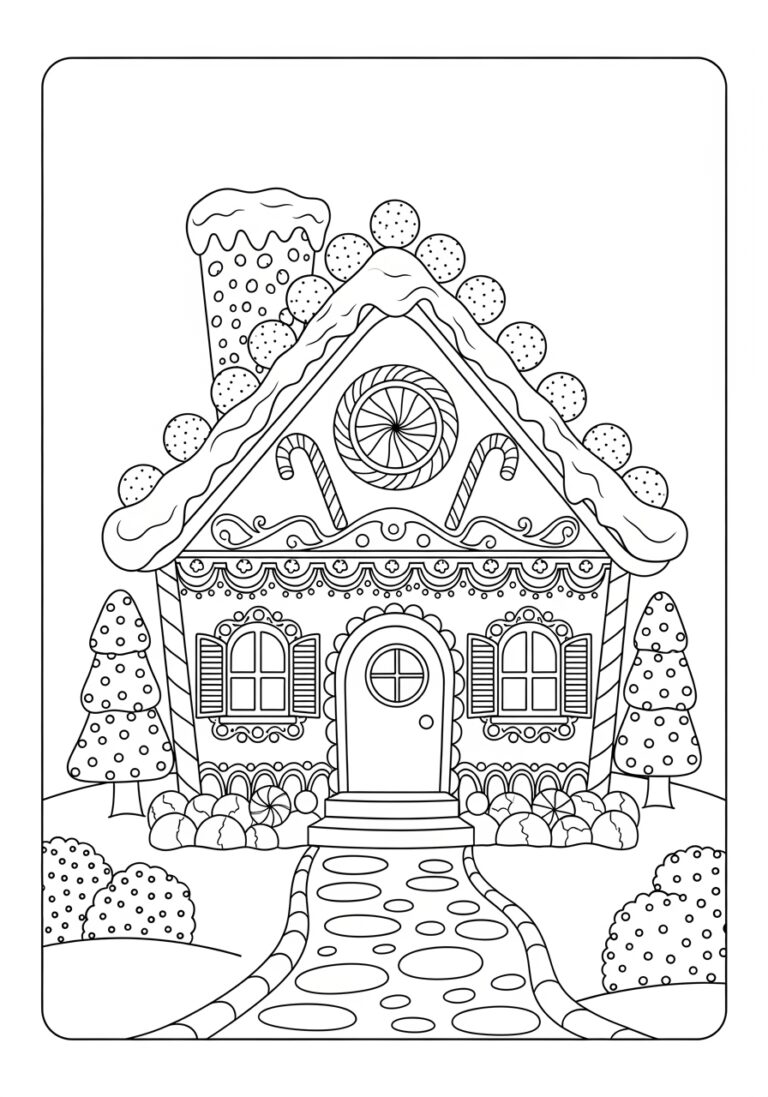Simple Gingerbread House Coloring Page