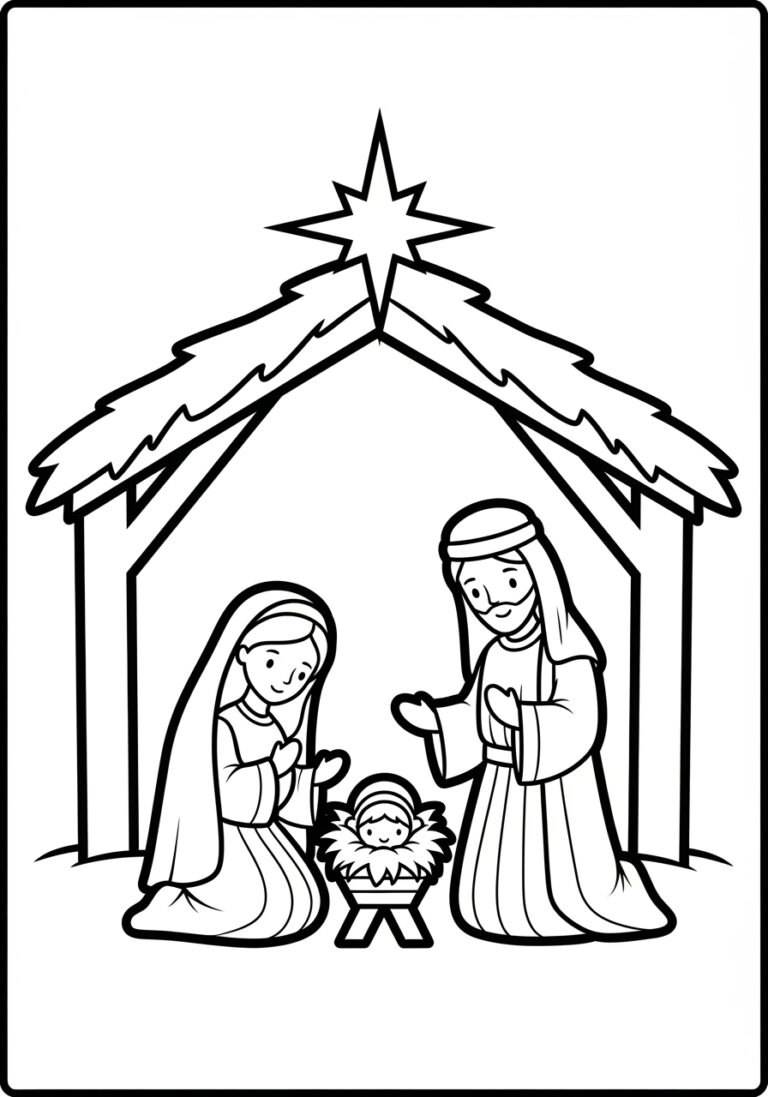 Simple Nativity Coloring Page