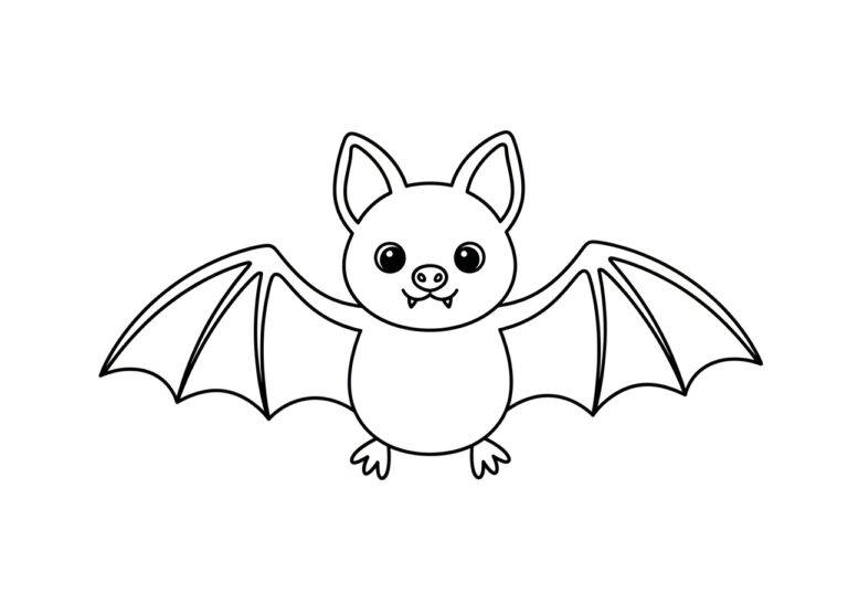 Simple Preschool Bat Outline Coloring Page Simple Preschool Bat Outline Coloring Page