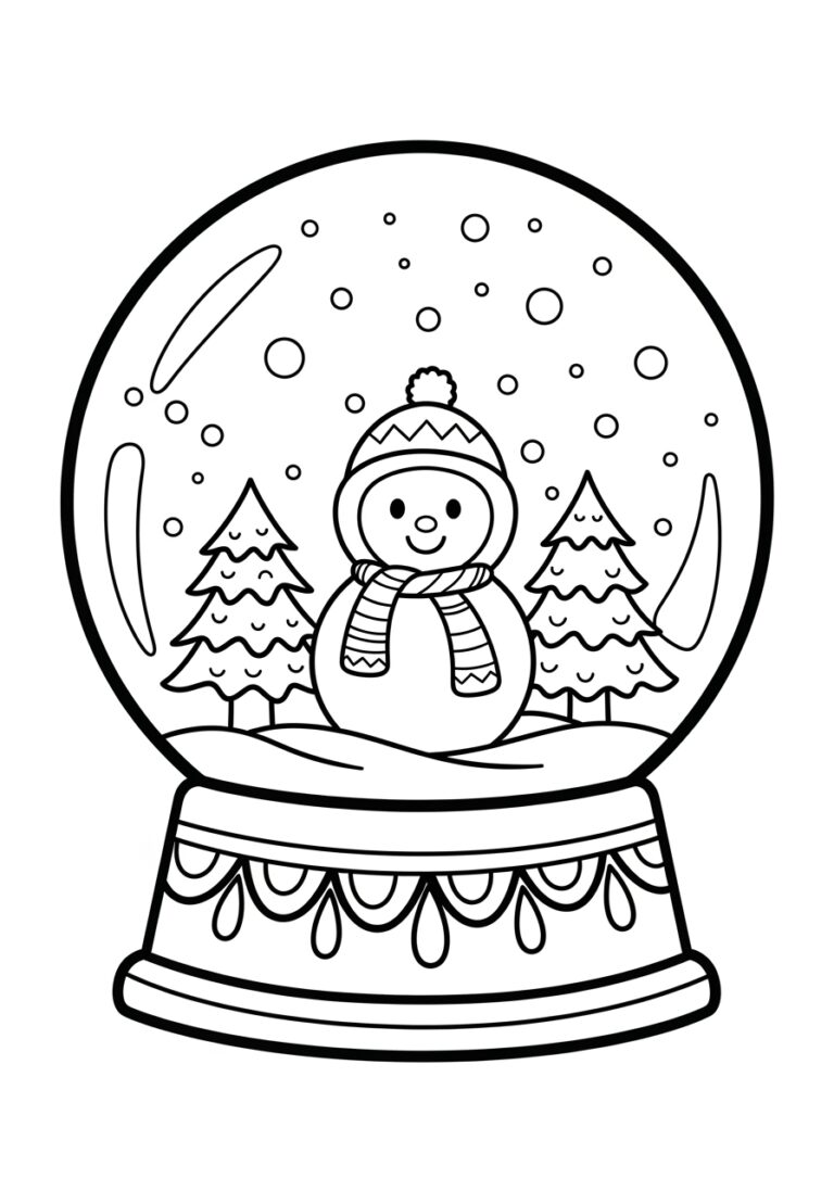 Simple Preschool Snow Globe Coloring Page Simple Preschool Snow Globe Coloring Page