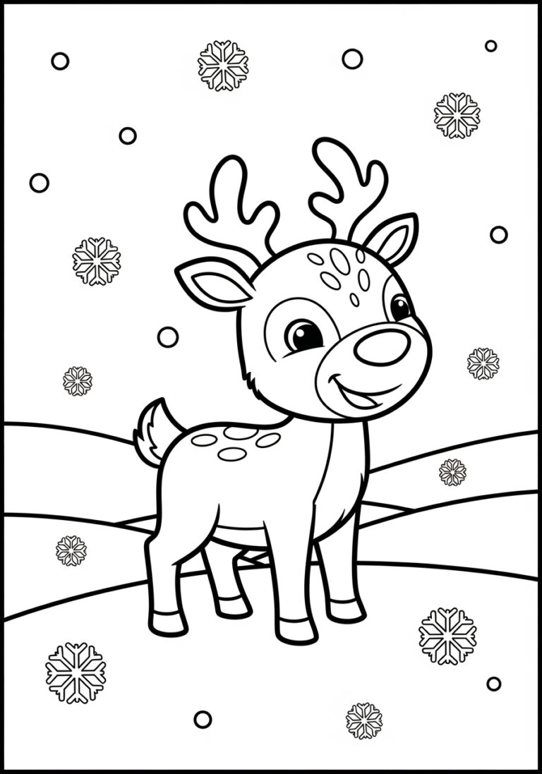 Simple Reindeer Outline Coloring Page