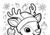 Simple Rudolph Thick Lines Coloring Page for Toddlers