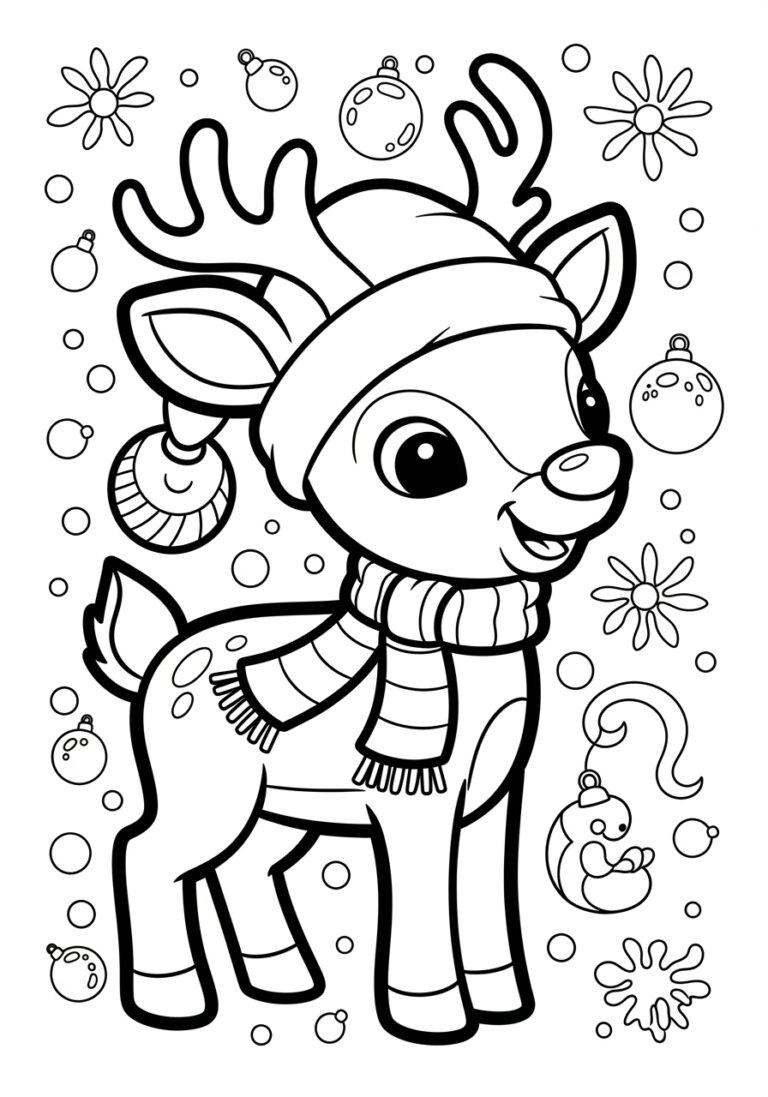 Simple Rudolph Thick Lines Coloring Page for Toddlers Simple Rudolph Thick Lines Coloring Page for Toddlers
