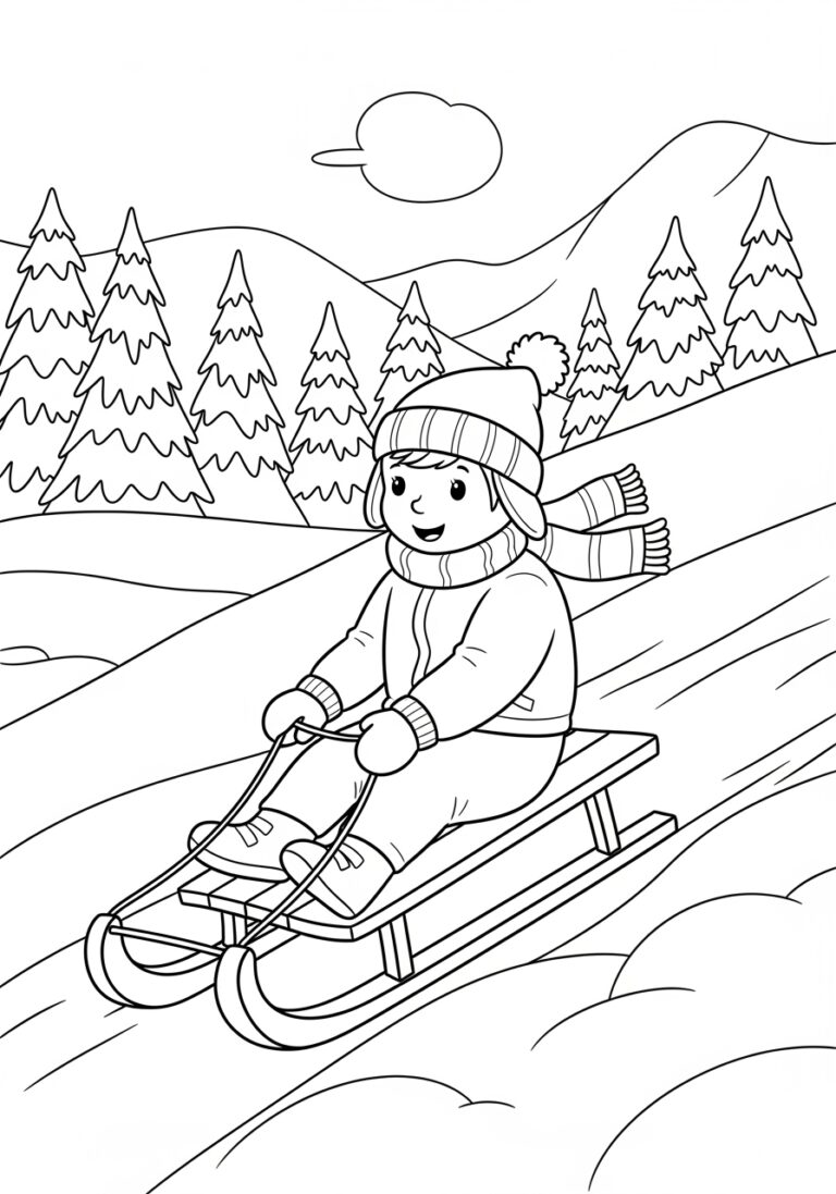 Sledding Coloring Page Printable Sledding Coloring Page Printable