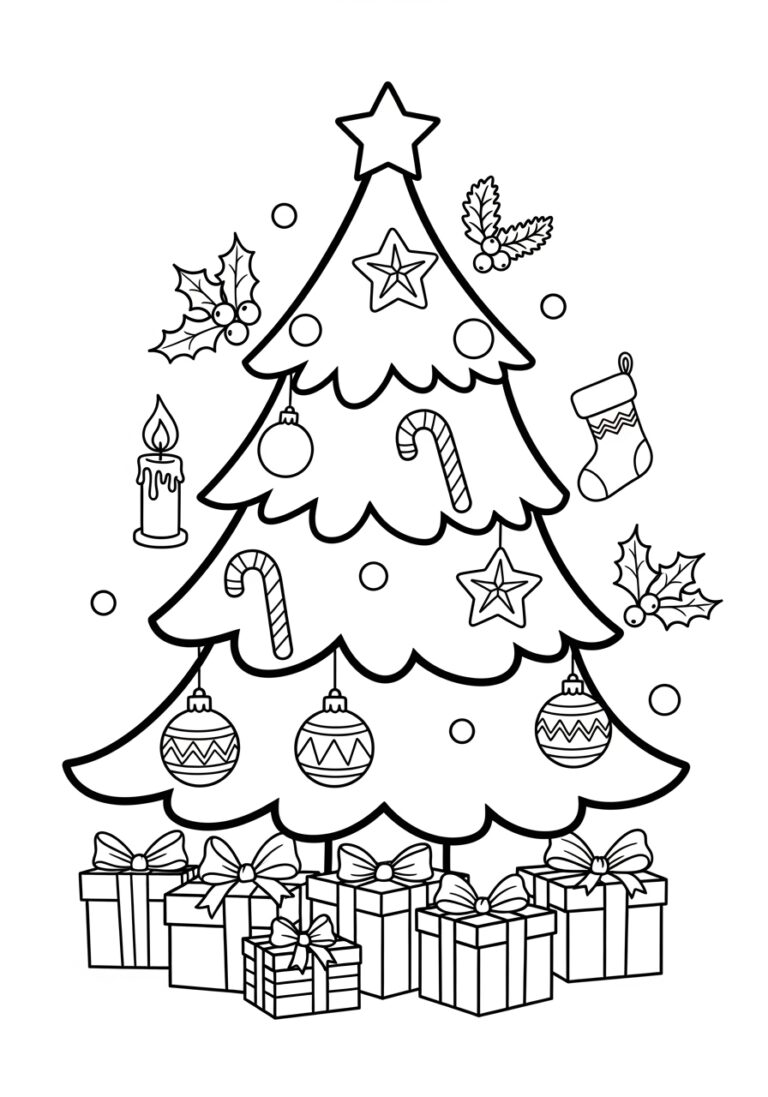 Small Christmas Tree Coloring Page Small Christmas Tree Coloring Page
