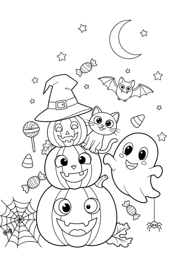 Small Halloween Coloring Page to Print Out and Color Small Halloween Coloring Page to Print Out and Color