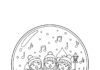 Snow Globe with Caroling Kids Coloring Page
