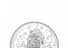 Snow Globe with Cozy Library and Cat Coloring Page