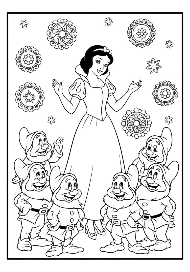 Snow White Seven Dwarf Coloring Page Snow White Seven Dwarf Coloring Page