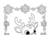 Snowflake Frame Rudolph Coloring Page