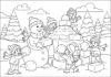 Snowman Coloring Page Building a Snow Fort