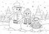Snowman Coloring Page Family Trio