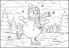 Snowman Coloring Page Ice Skating Scene