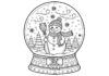Snowman Coloring Page Inside a Snow Globe